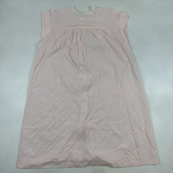 VTG Gilead Pink Nightgown Dress Night Coat Button Front Lace S/S Sz L Nylon 9657 - Picture 7 of 7